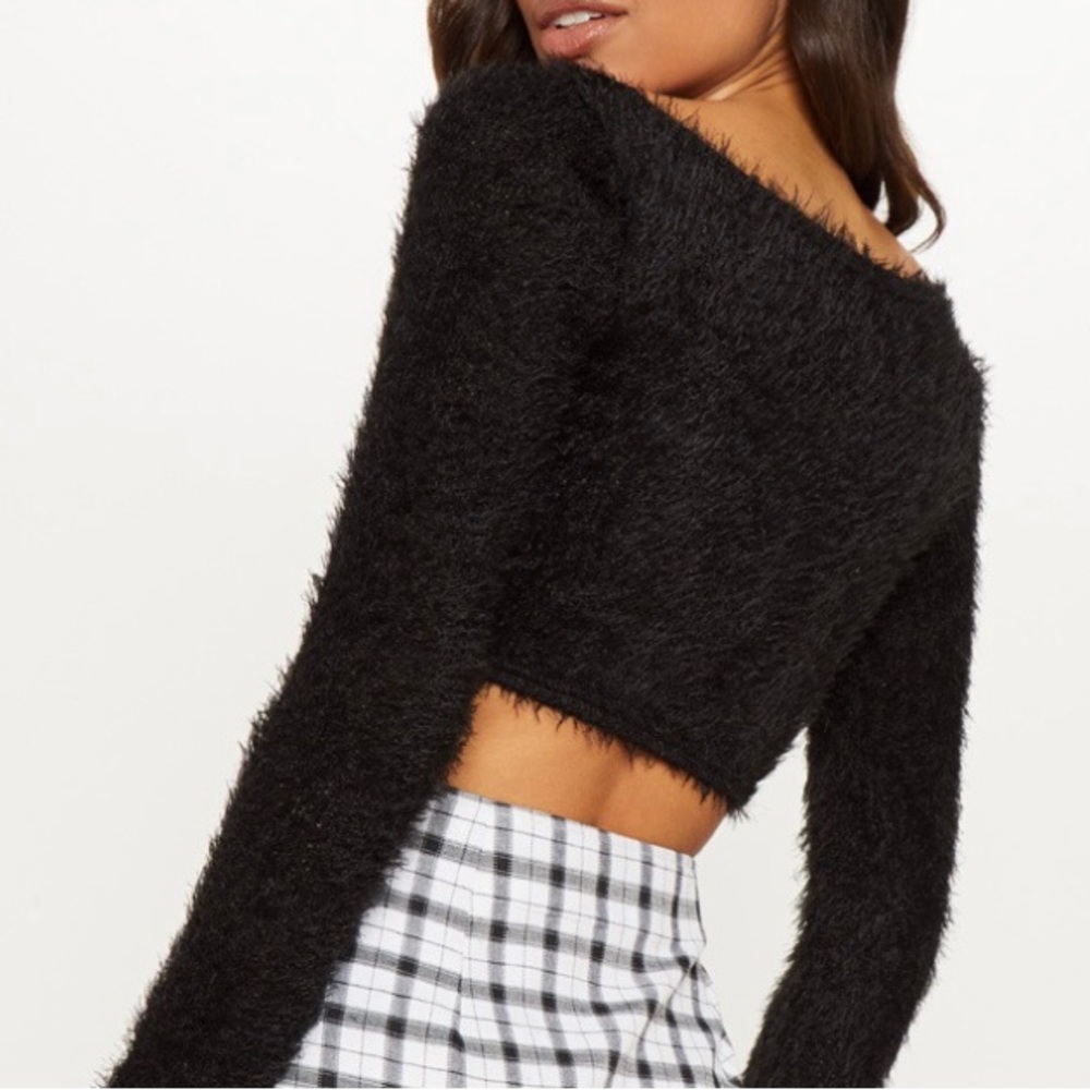 NWT Prettylittlething Black Eyelash Button Cardigan Size S - Picture 4 of 7